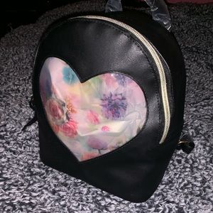 Small black leather backpack
